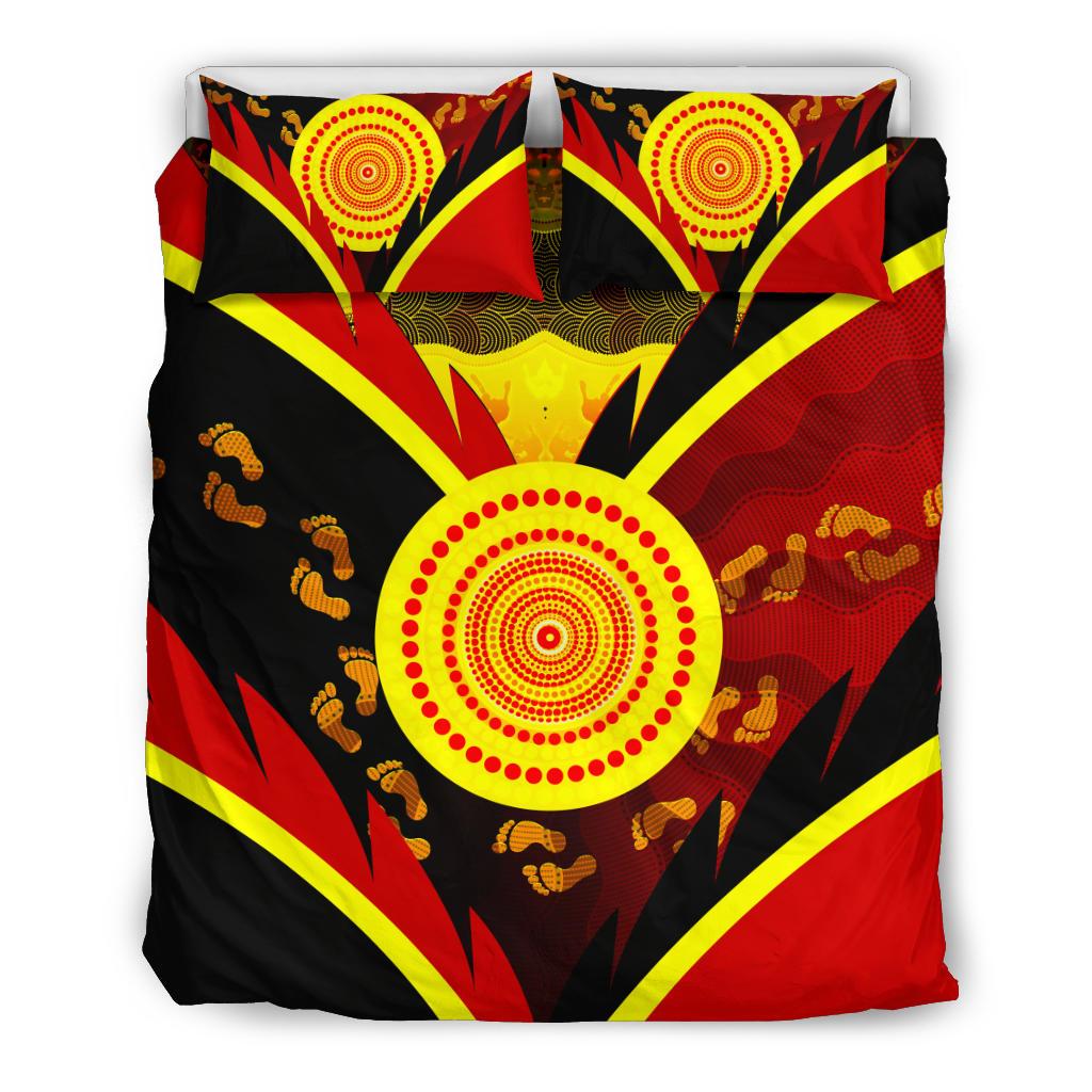 aboriginal-bedding-set-indigenous-flag-with-footprint-hand-art