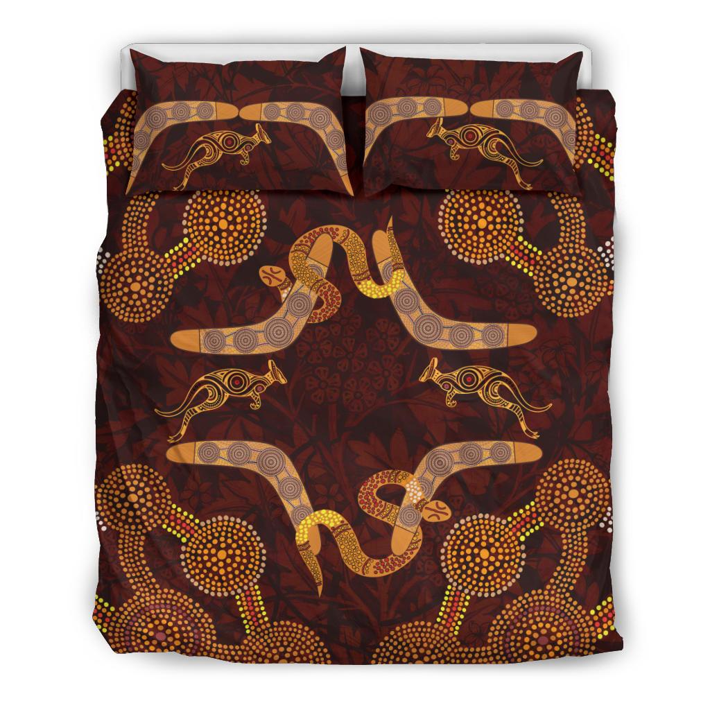 aboriginal-bedding-set-kangaroo-snake-and-boomerang-painting-art