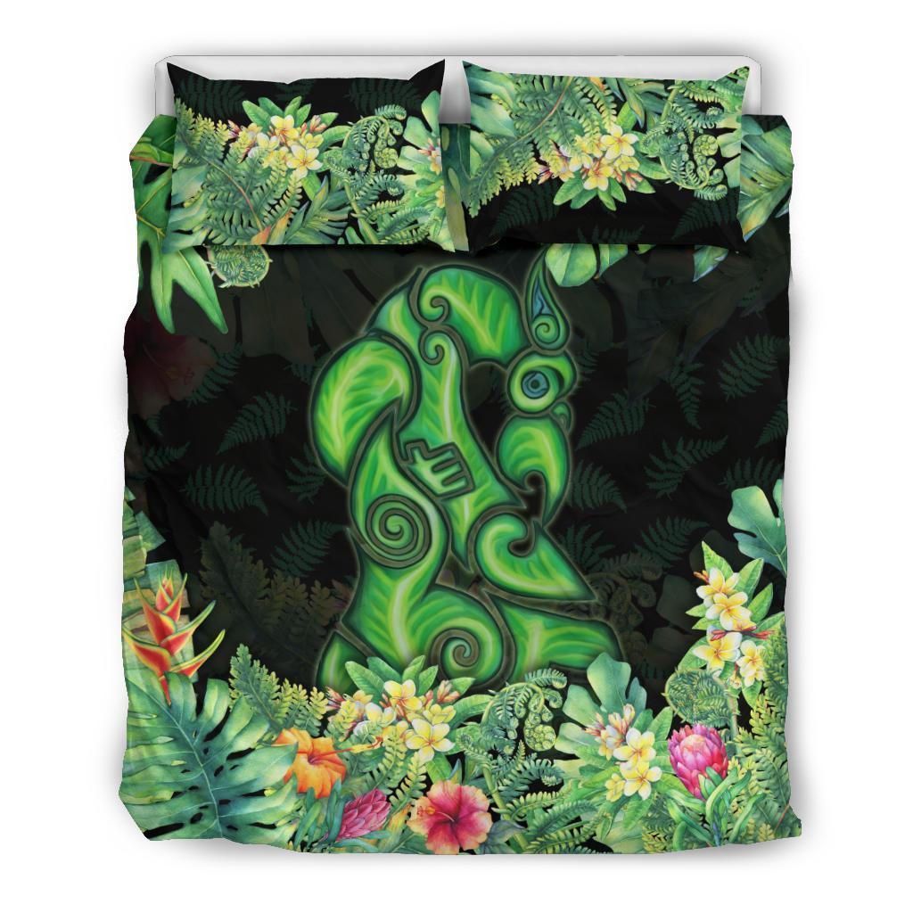 maori-manaia-bedding-set-tropical-koru-fern-with-plumeria-hibiscus
