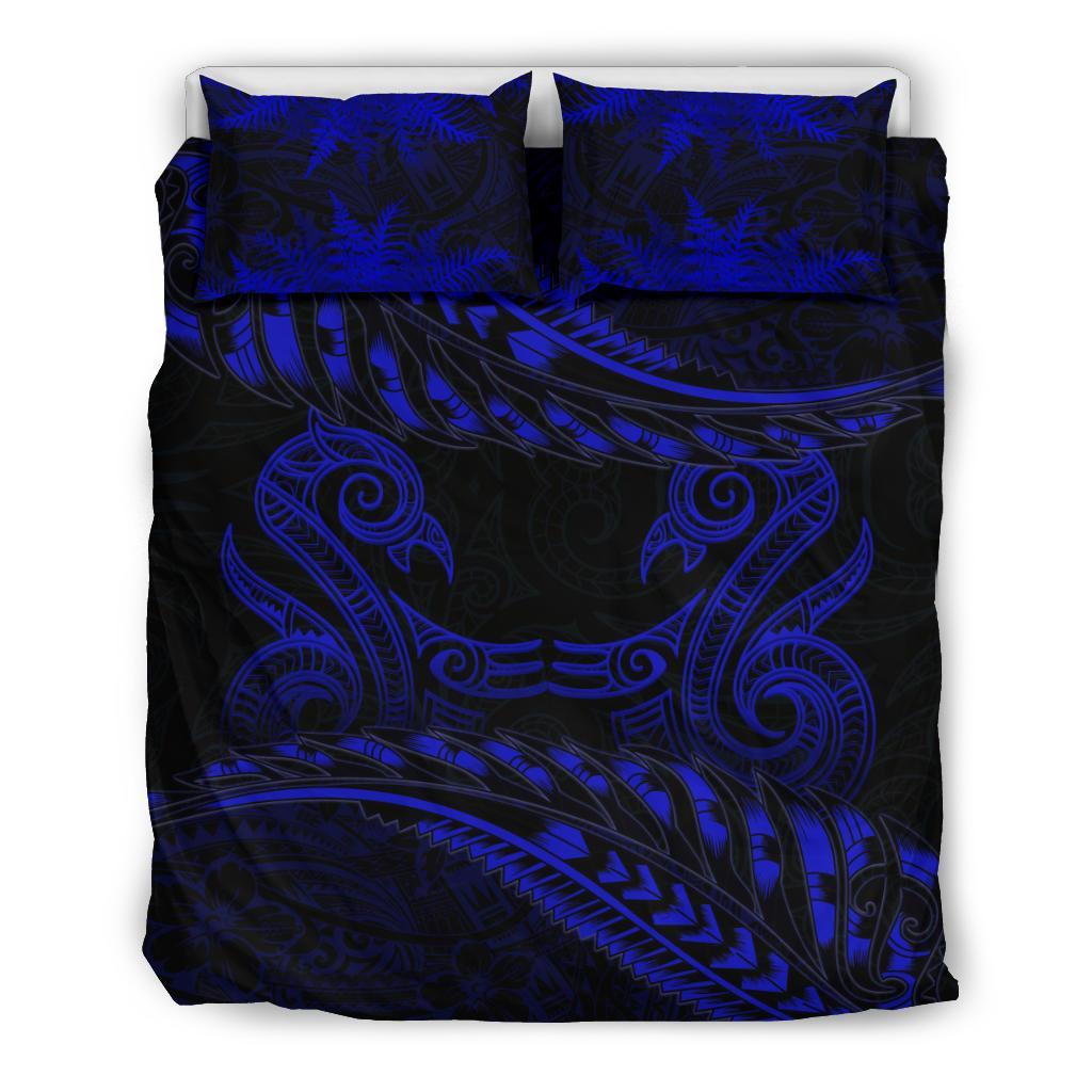 new-zealand-bedding-set-blue-manaia-maori-silver-fern-duvet-cover