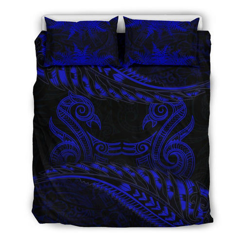 new-zealand-bedding-set-blue-manaia-maori-silver-fern-duvet-cover