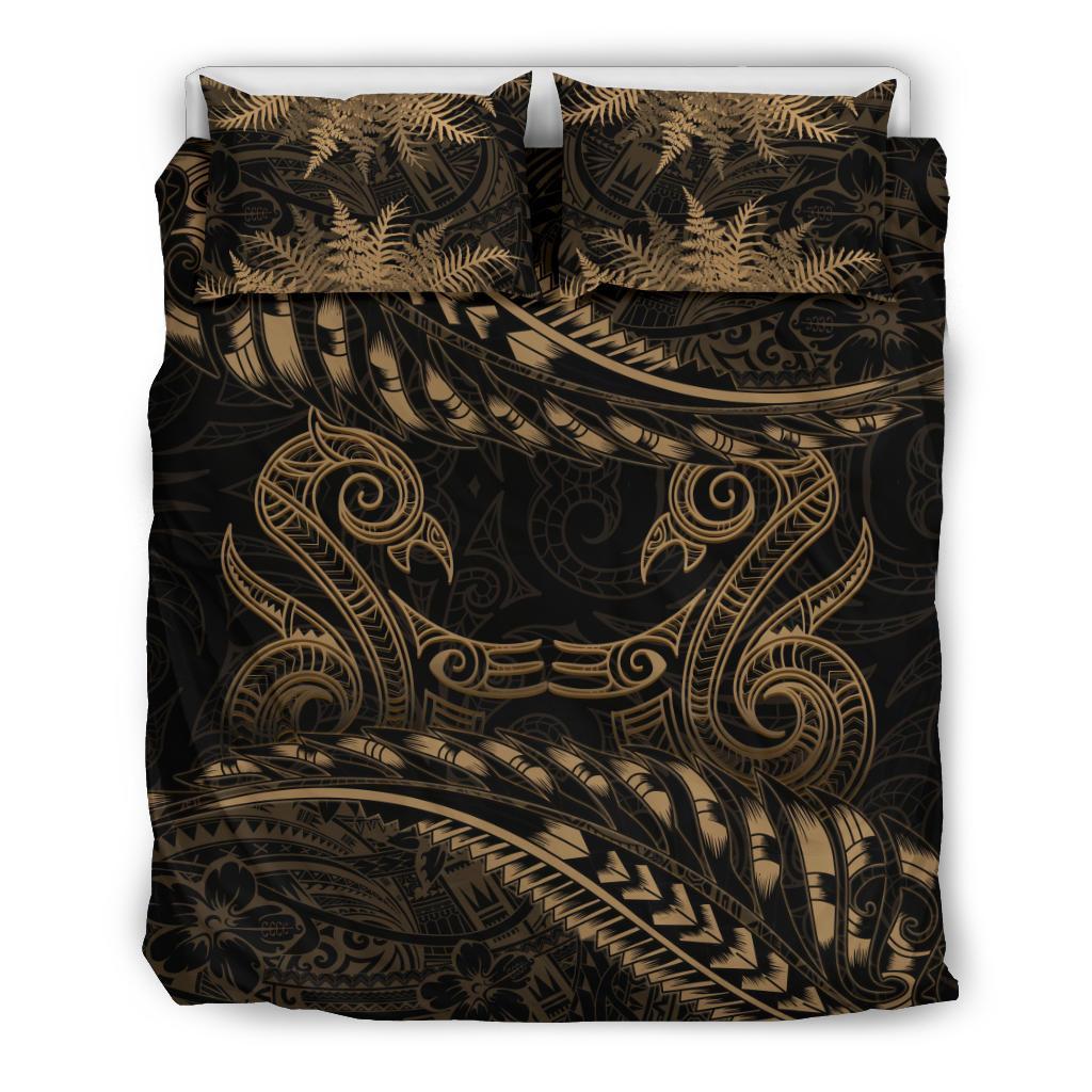 new-zealand-bedding-set-gold-manaia-maori-silver-fern-duvet-cover