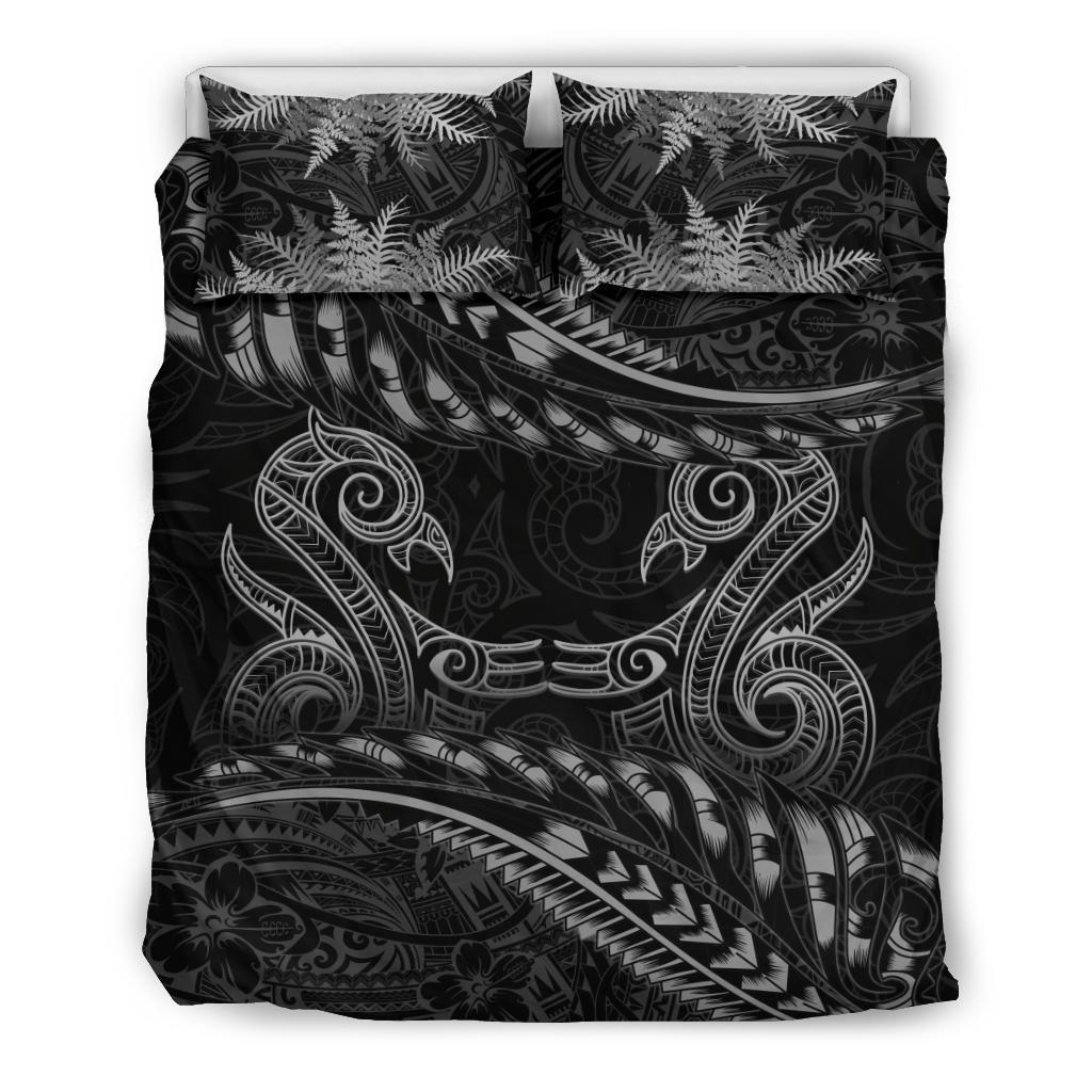 new-zealand-bedding-set-gray-manaia-maori-silver-fern-duvet-cover