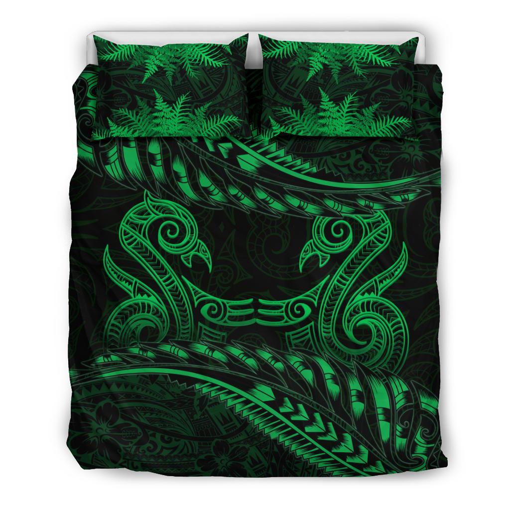new-zealand-bedding-set-green-manaia-maori-silver-fern-duvet-cover