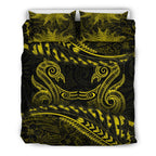 new-zealand-bedding-set-yellow-manaia-maori-silver-fern-duvet-cover