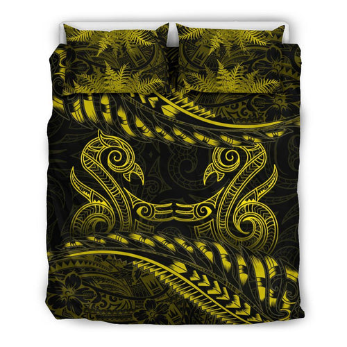 new-zealand-bedding-set-yellow-manaia-maori-silver-fern-duvet-cover