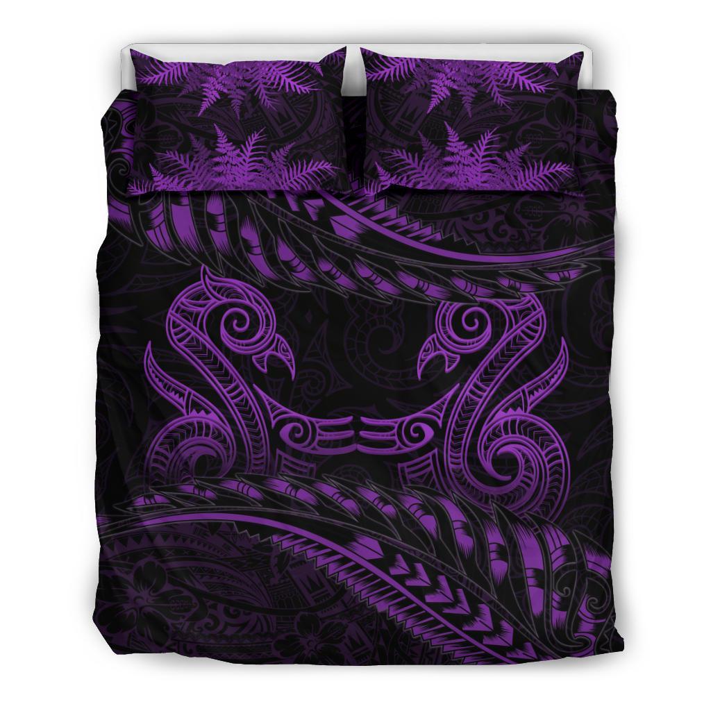 new-zealand-bedding-set-purple-manaia-maori-silver-fern-duvet-cover