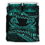 new-zealand-bedding-set-turquoise-manaia-maori-silver-fern-duvet-cover