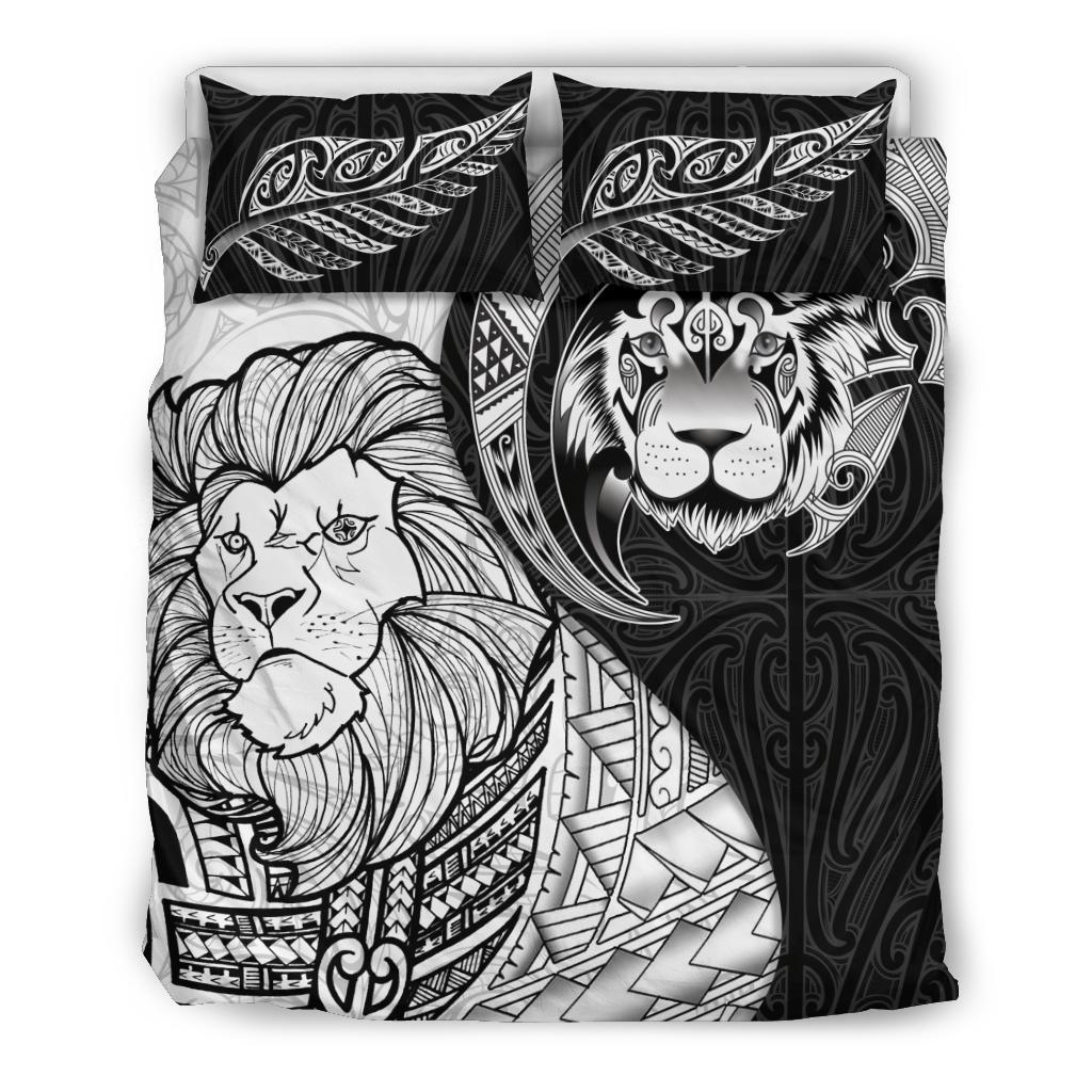 lion-maori-tattoo-silver-fern-bedding-set