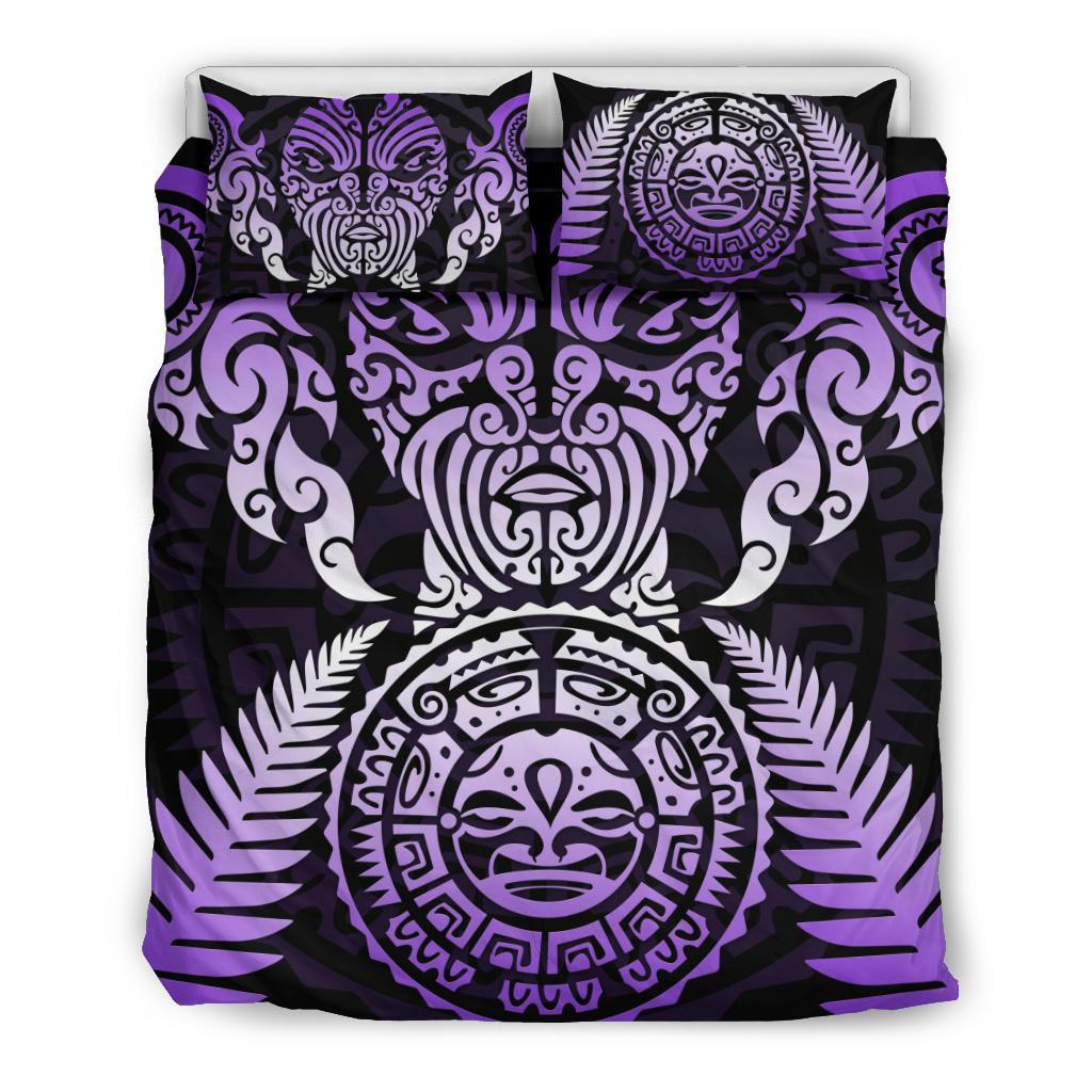 maori-face-fern-new-zealand-bedding-set-purple