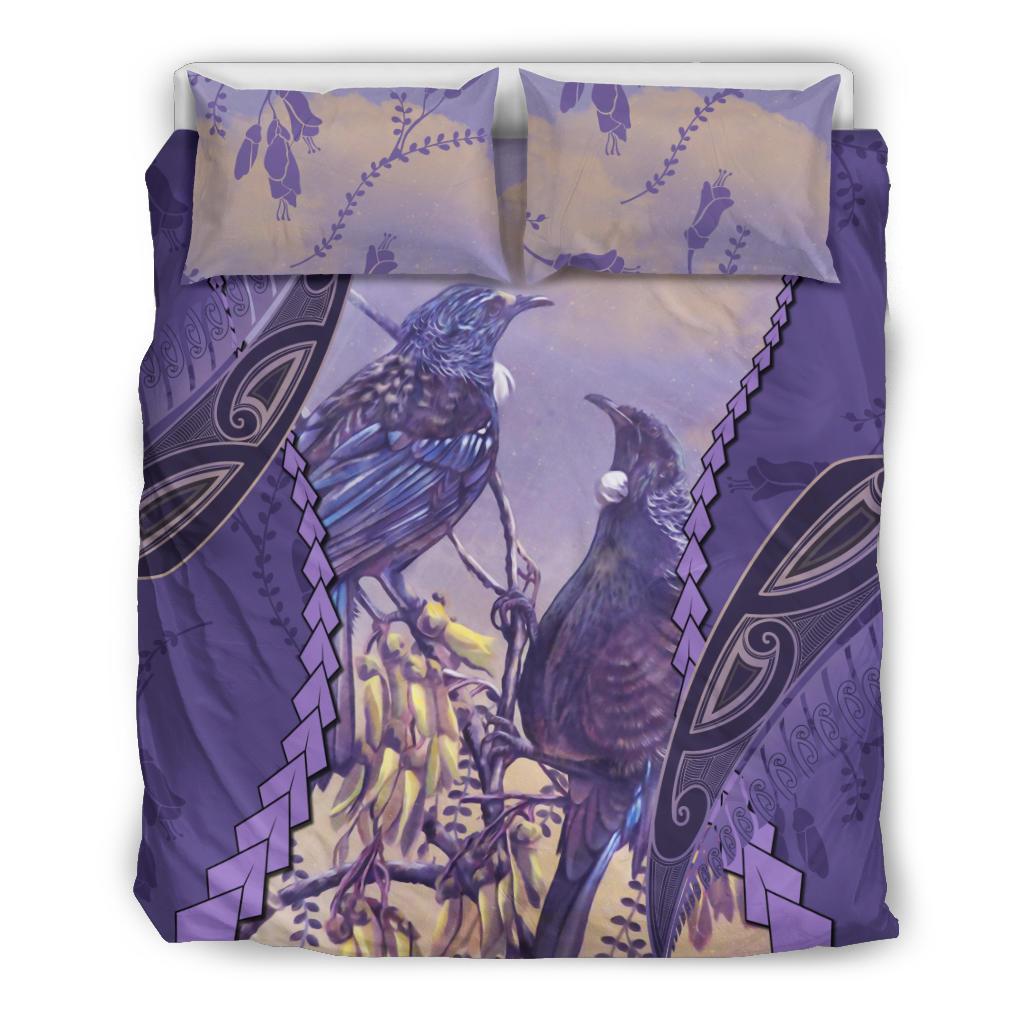 tui-bird-mix-kowhai-and-silver-fern-bedding-set-purple