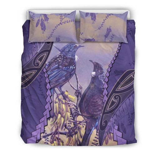 tui-bird-mix-kowhai-and-silver-fern-bedding-set-purple