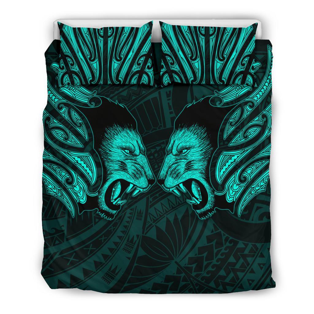 double-lion-maori-tattoo-bedding-set-new-zealand-turquoise