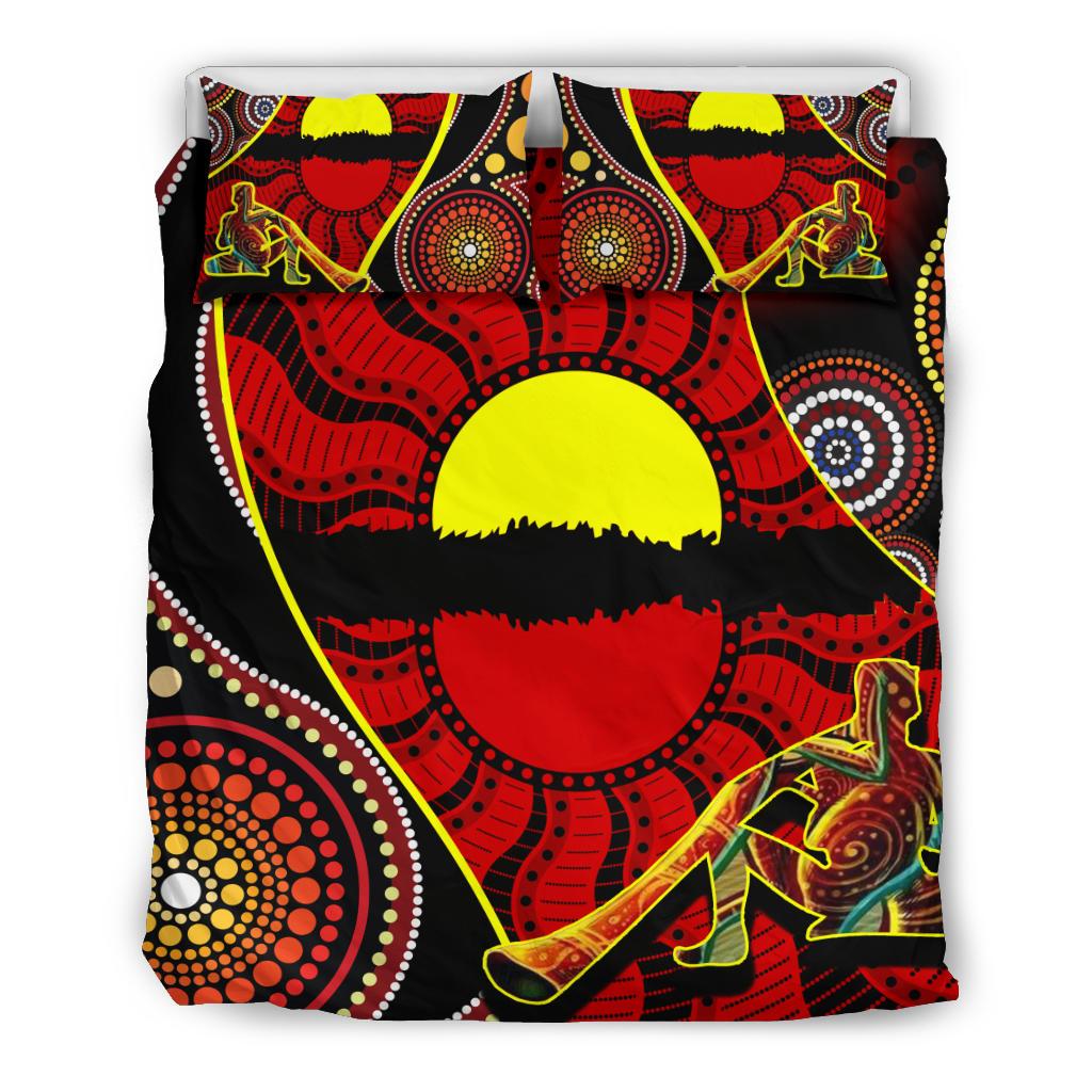 bedding-set-australia-aboriginal-dots-with-didgeridoo