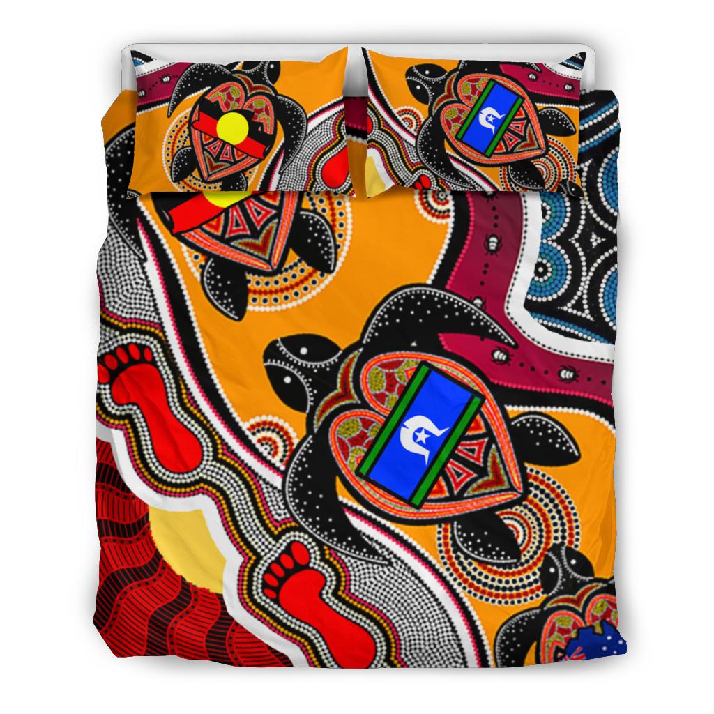 1saustralia-bedding-set-australia-aboriginal-dots-with-turtle-and-naidoc-flags