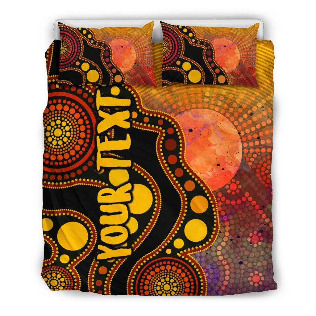 custom-text-aboriginal-bedding-set-australia-indigenous-flag-circle-dot-painting-art-golden