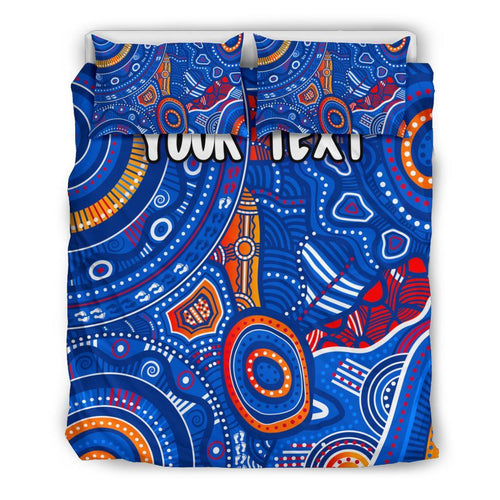 custom-text-aboriginal-bedding-set-indigenous-footprint-patterns-blue-color
