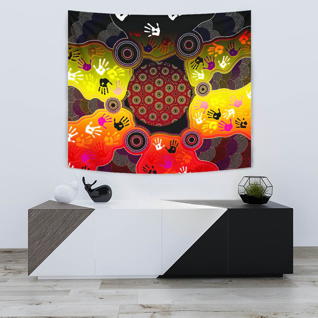 aboriginal-tapestry-indigenous-circle-dot-painting-hand-art