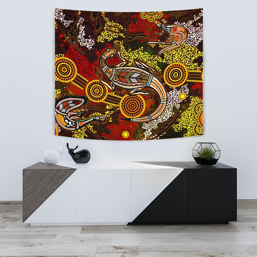 aboriginal-tapestry-kangaroo-and-lizard-dot-painting-art