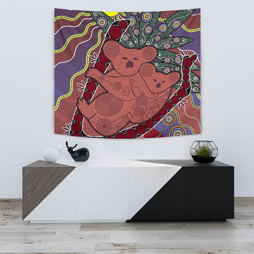 aboriginal-tapestry-koala-sun-dot-painting-circle-patterns