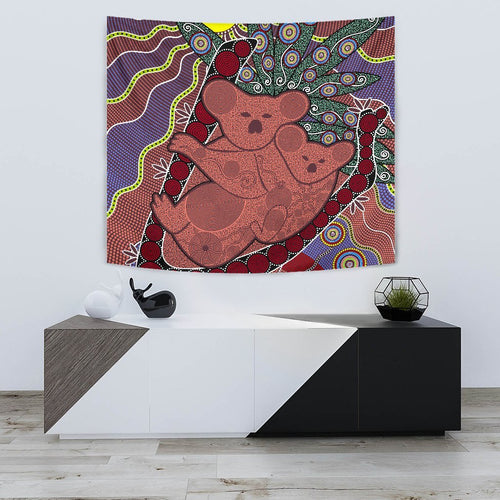 aboriginal-tapestry-koala-sun-dot-painting-circle-patterns