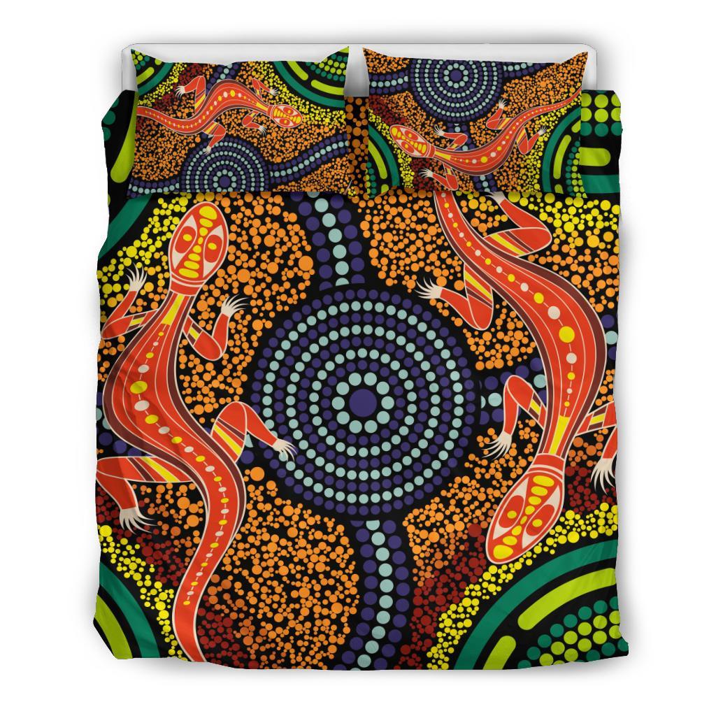 1st-australia-bedding-set-aboriginal-two-lizards-dot-painting-circle