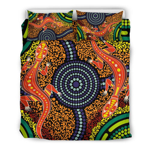 1st-australia-bedding-set-aboriginal-two-lizards-dot-painting-circle