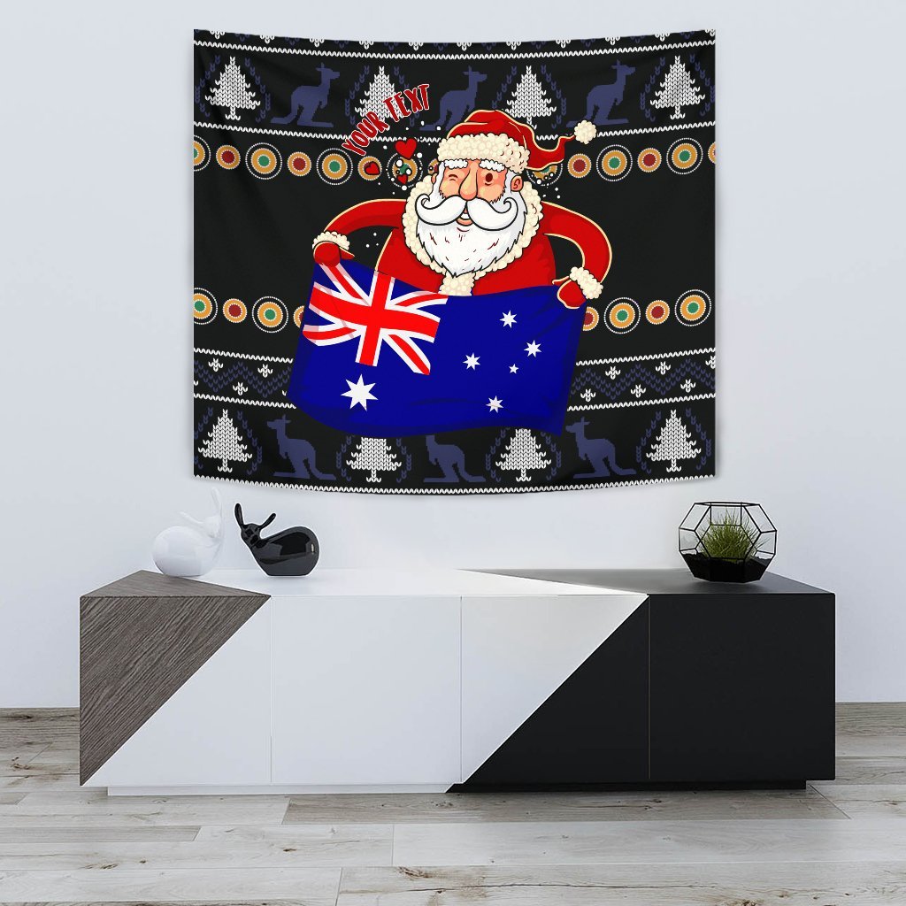 christmas-personalised-tapestry-australia-santa-claus-hold-the-flag-black