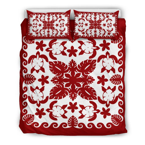 turtle-with-hibiscus-royal-red-bedding-set