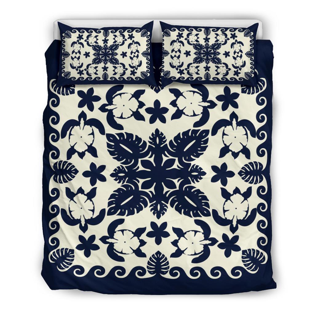 turtle-with-hibiscus-royal-navy-bedding-set-palm-leaf