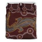 aboriginal-bedding-set-indigenous-crocodile-brown-color