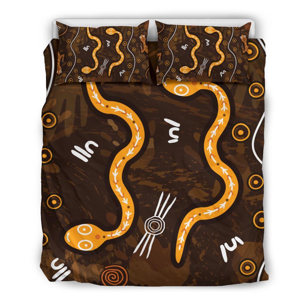 aboriginal-bedding-set-indigenous-snake-hand-brown-color