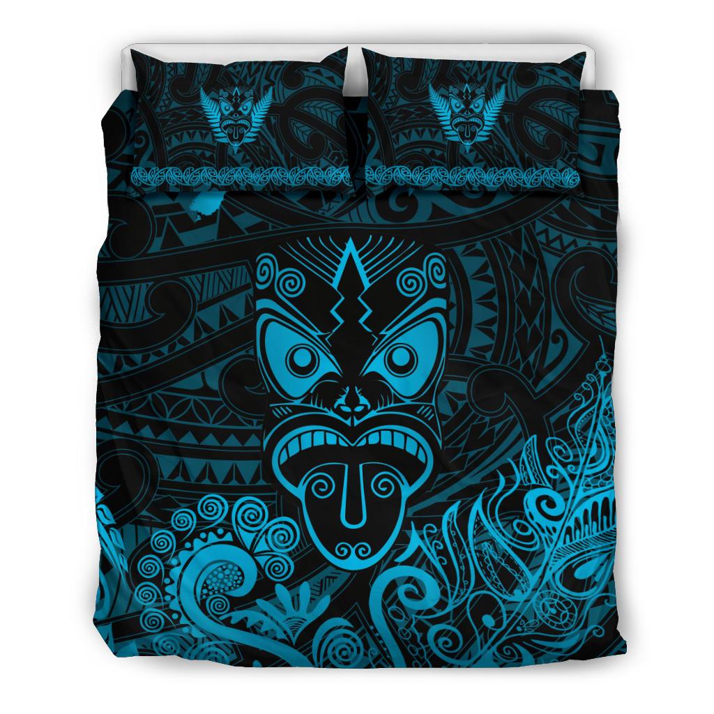 maori-aotearoa-rugby-haka-bedding-set-new-zealand-silver-fern-turquoise