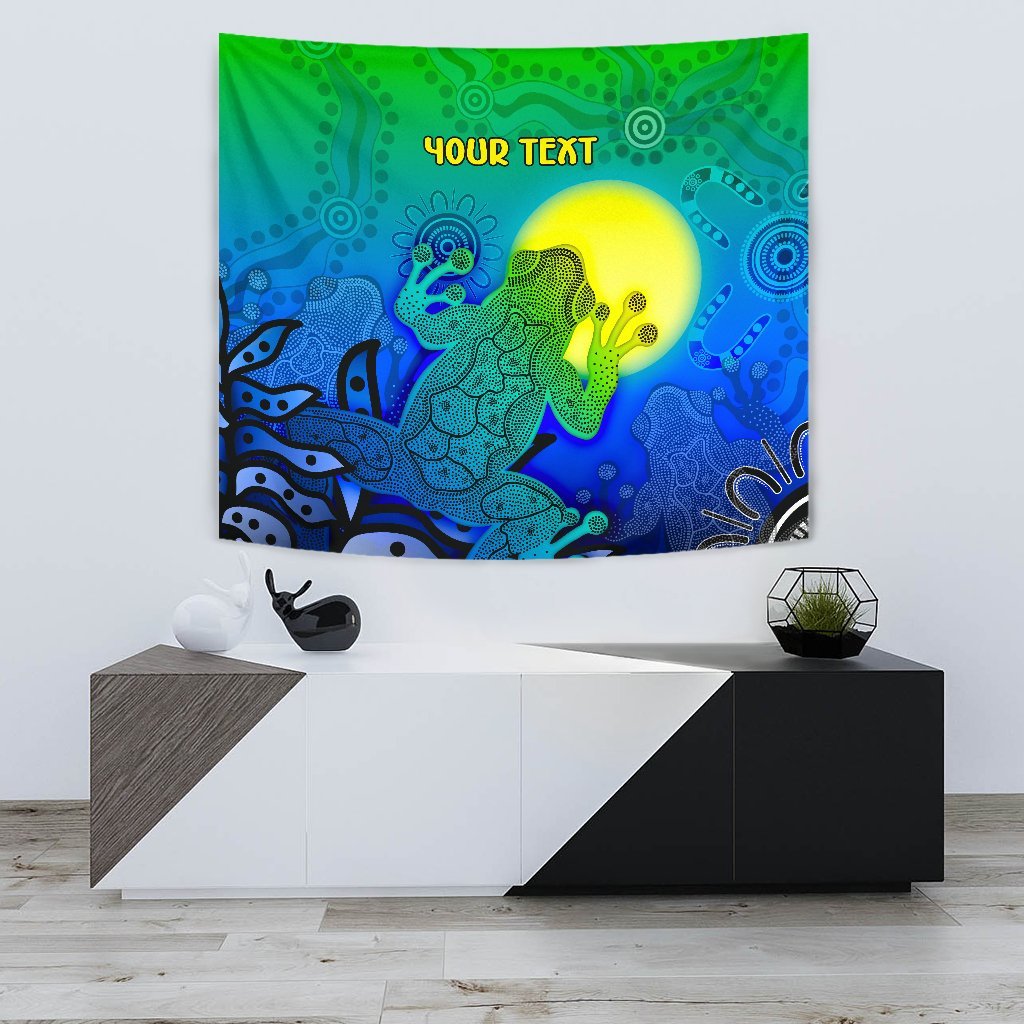 customaboriginal-tapestry-indigenous-frog-blue