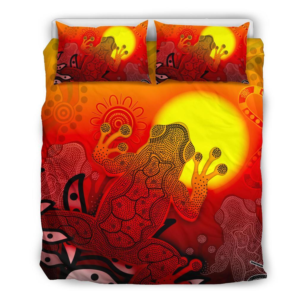 aboriginal-bedding-set-indigenous-frog-red