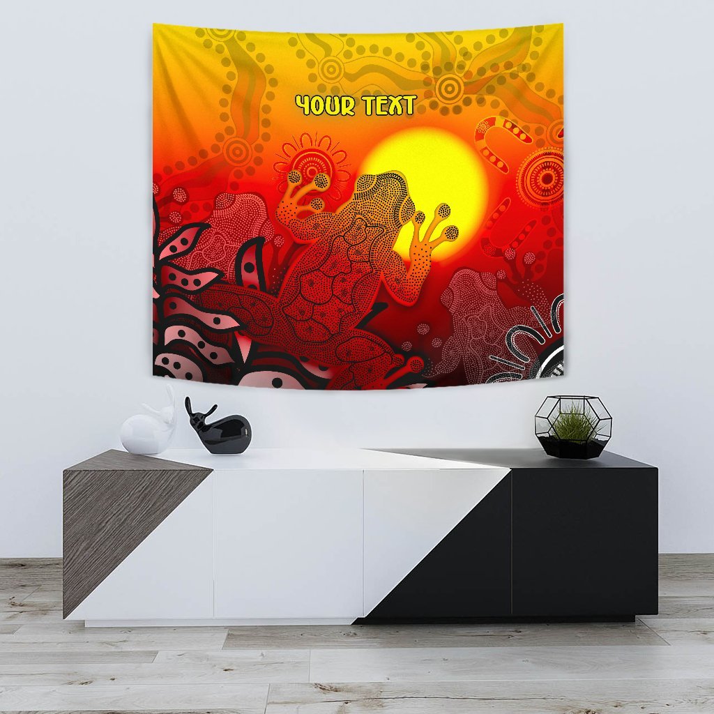customaboriginal-tapestry-indigenous-frog-red