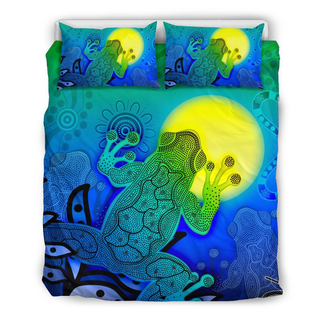 aboriginal-bedding-set-indigenous-frog-blue