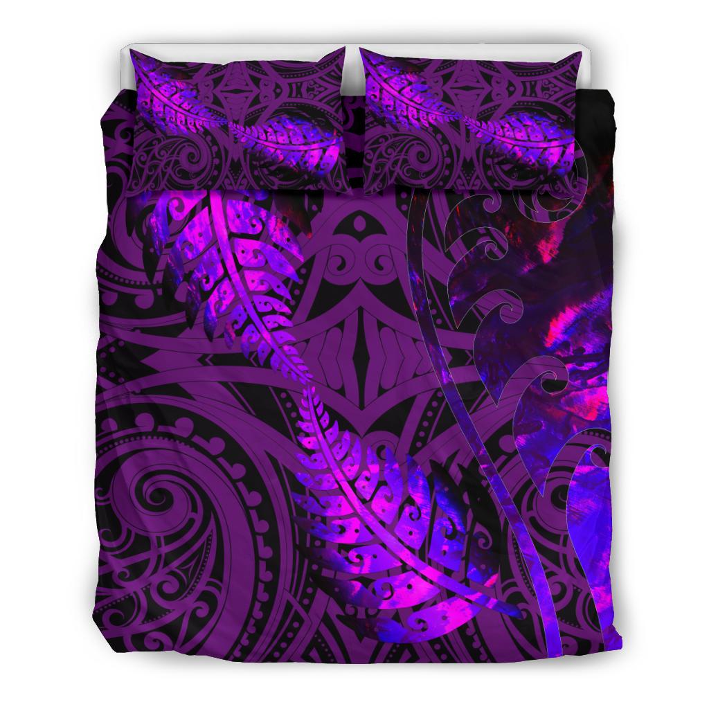 aotearoa-maori-bedding-set-silver-fern-koru-vibes-purple
