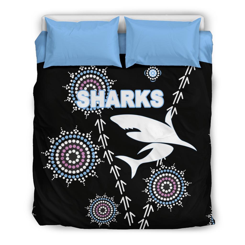 cronulla-bedding-set-sharks-simple-indigenous-black