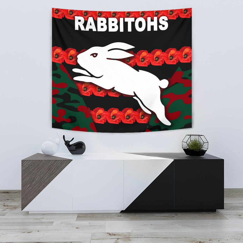 south-sydney-rabbitohs-tapestry-anzac-day-poppy-flower-vibes