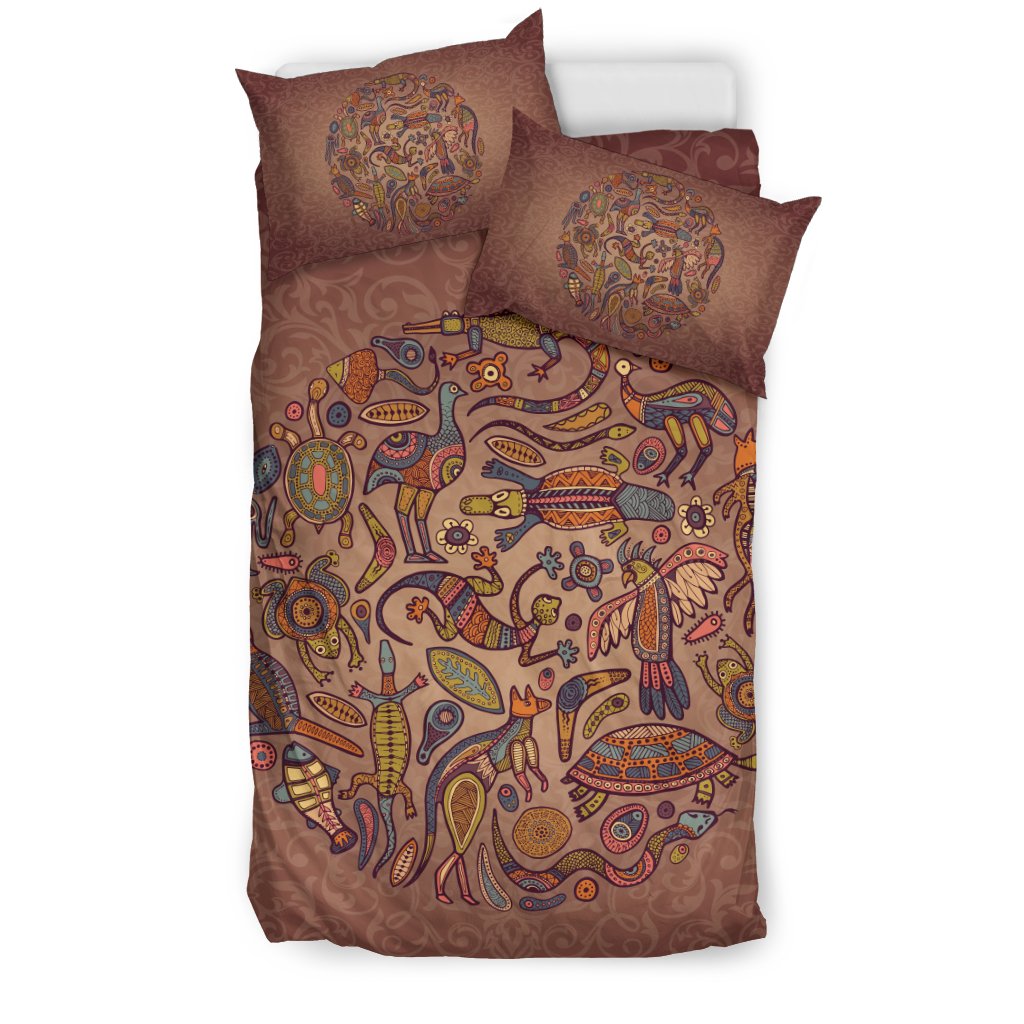 aboriginal-bedding-sets-kangaroo-kookaburra-circle-australian-animals