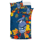 canada-jay-bird-maple-leaves-bedding-set
