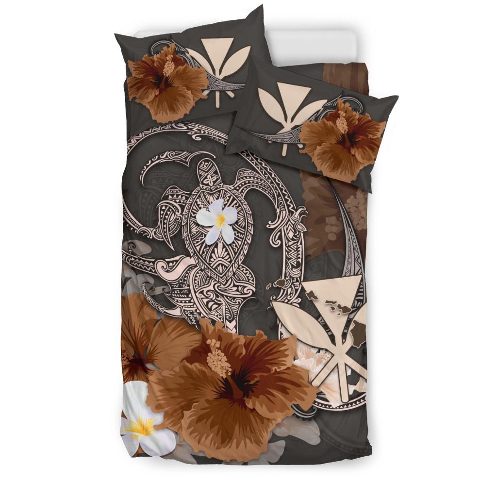 kanaka-maoli-hawaii-bedding-set-hibiscus-turtle-tribal-brown