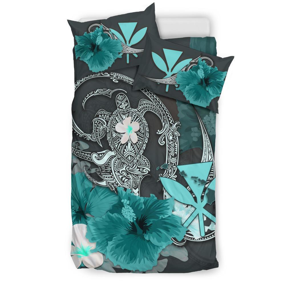 kanaka-maoli-hawaii-bedding-set-hibiscus-turtle-tribal-turquoise