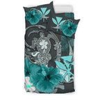 kanaka-maoli-hawaii-bedding-set-hibiscus-turtle-tribal-turquoise