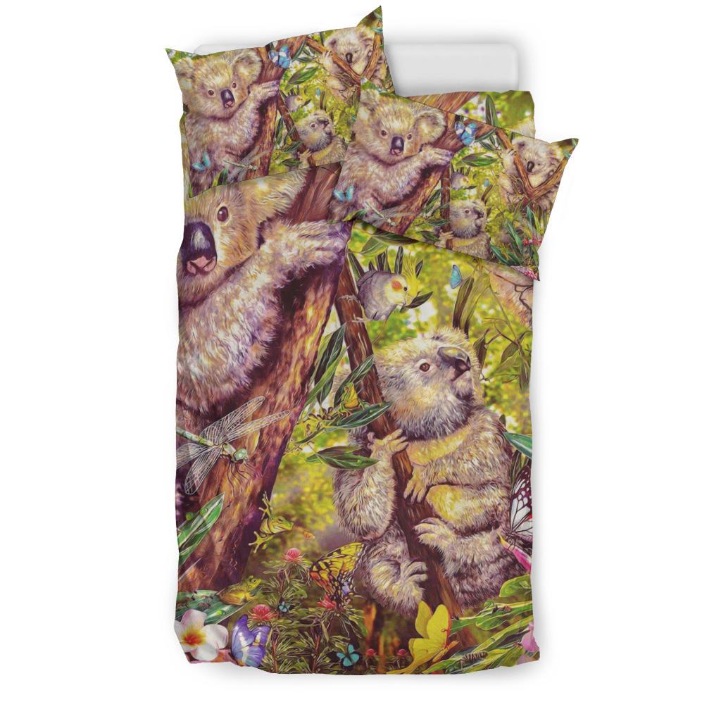 koala-bedding-set-3d-koala-with-waratah-flower-bedding-set