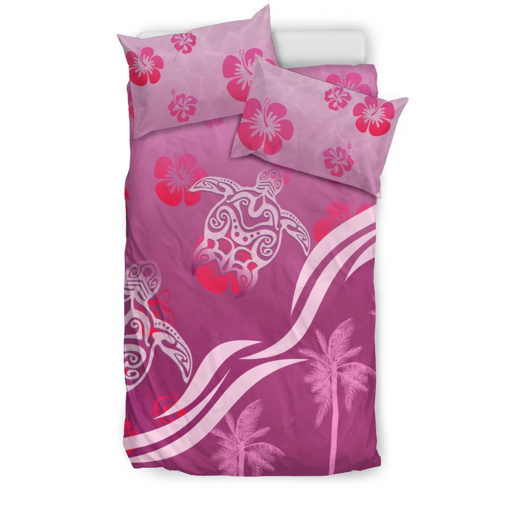 pink-turtle-hibiscus-bedding-set