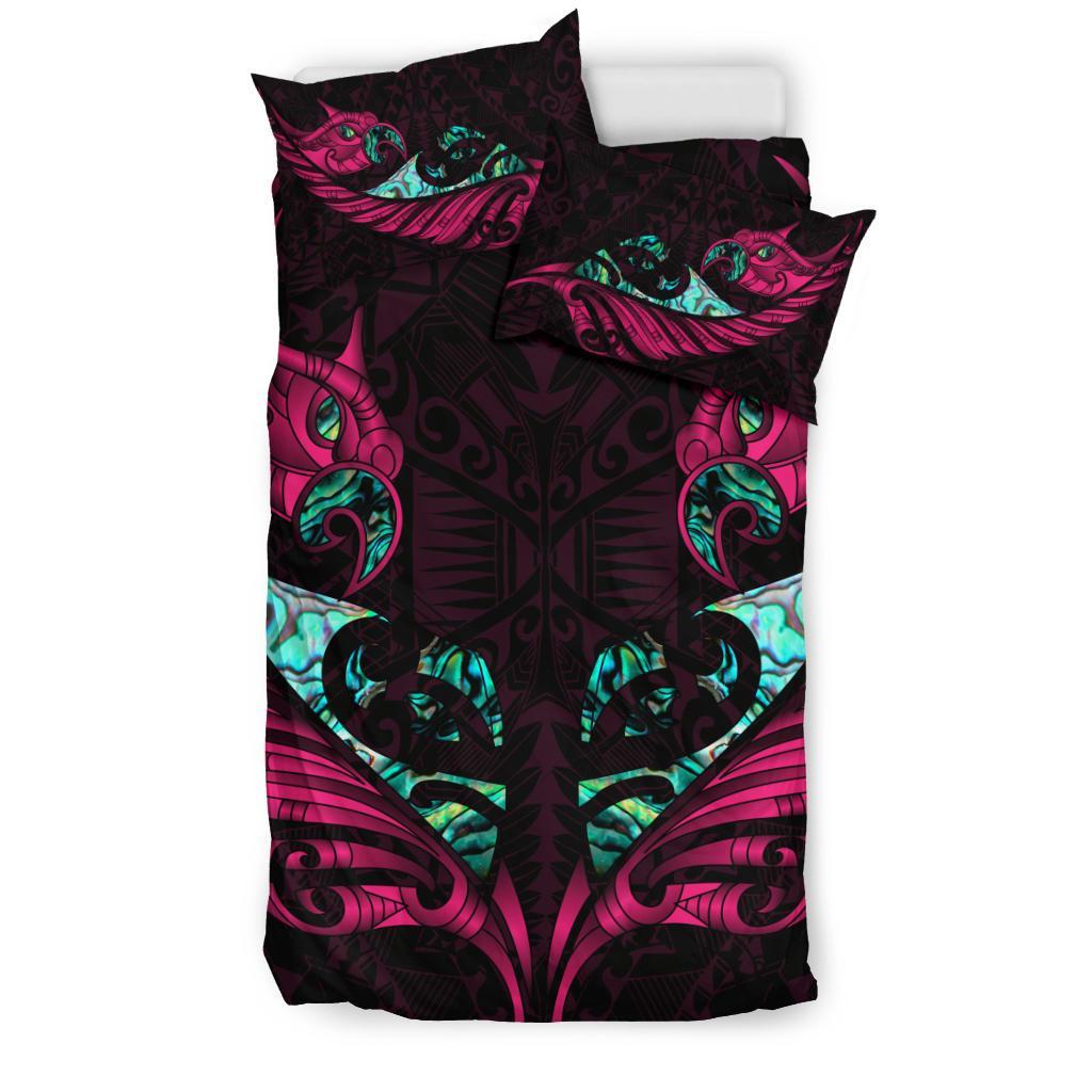 new-zealand-bedding-set-manaia-paua-fern-wing-pink