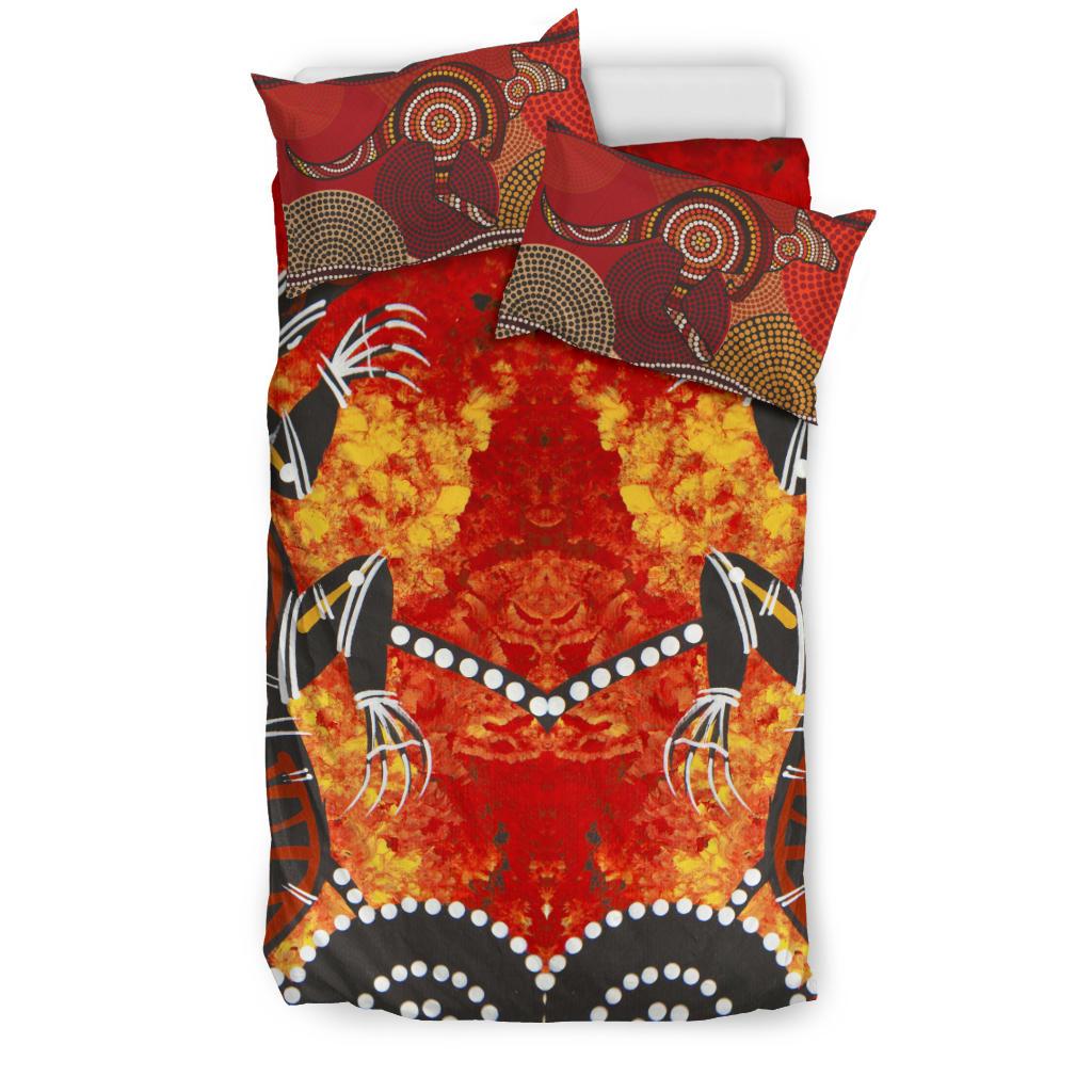 aboriginal-bedding-set-crocodile-kangaroo-dot-painting-art