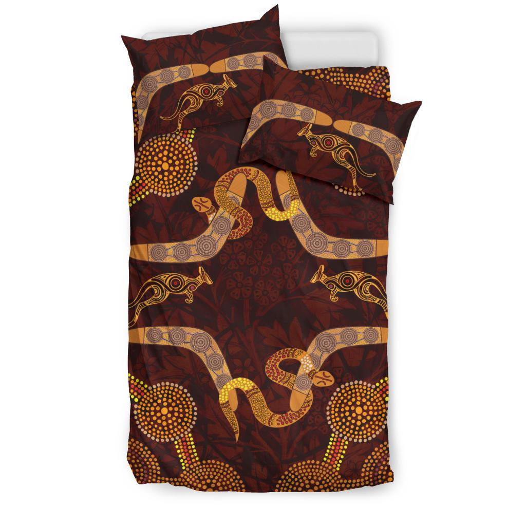 aboriginal-bedding-set-kangaroo-snake-and-boomerang-painting-art